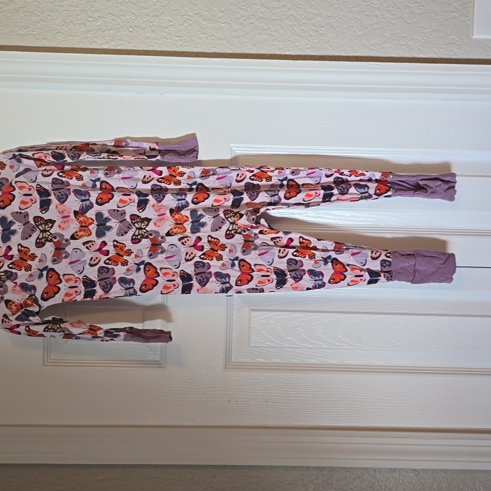 Little Sleepies Purple Butterfly Print Zip One-Piece Pajamas - Picture 2 of 2